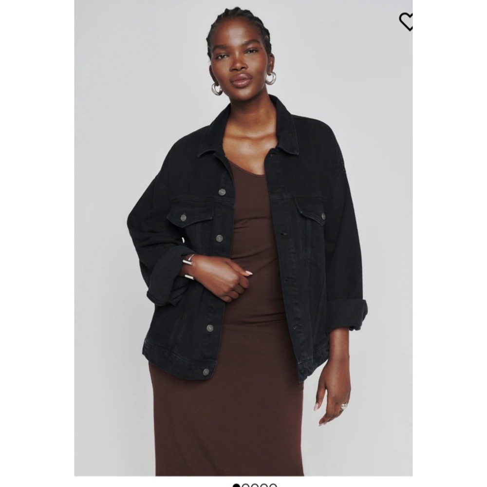 Reformation Simone Black Jean Jacket